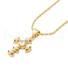 Brass Pave Clear Cubic Zirconia Cross Pendant Necklaces for Women NJEW-K381-04G-1