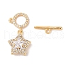 Golden Brass Micro Pave Clear Cubic Zirconia Toggle Clasps KK-B100-040G-01-2