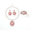 Oval Synthetic Turquoise Stud Earrings & Pendant Necklaces & Cuff Bangles FS-WG87EC0-01-2