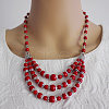 Ethnic Style Alloy & Dyed Synthetic Turquoise Round Beaded 3 Layer Bib Necklaces FS-WGD33AA-01-1