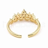 Clear Cubic Zirconia Crown Open Cuff Ring RJEW-B028-22G-3