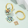 Brass Rhombus Hoop Earrings EJEW-R016-13G-04-3