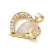 Brass & Shell & Clear Cubic Zirconia Pendants KK-I712-06G-2