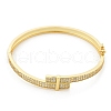 Brass Micro Pave Clear Cubic Zirconia Hinged Bangles for Women BJEW-K274-05G-4
