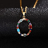 Brass Pave Colorful Cubic Zirconia Initial Pendant Necklaces for Women FS-WG659DF-15-1