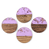 Transparent Resin & Walnut Wood Pendants RESI-S389-025A-B01-1