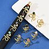 316 Stainless Steel with Natural Mixed Gemstone Cuff Rings RJEW-Z098-01G-07-1