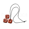 Natural Red Jasper Square Pendants Black PU Leather Cord Necklaces NJEW-K285-01C-4