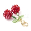 Cherry Acrylic with Glass Seed Beaded Pendant Decorations HJEW-MZ00226-4