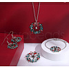 Christmas Wreath & Bell Alloy Rhinestone Pendant Necklaces & Dangle Earrings & Charm Bracelets & Brooch Sets WG06691-10-1