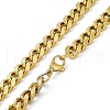 PVD Vacuum Plating 201 Stainless Steel Cuban Link Chain Necklace with 304 Stainless Steel Clasps for Men Women NJEW-M194-01D-G-3