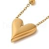 304 Stainless Steel Ball Chain Heart Pendant Necklaces for Women NJEW-K255-05G-1