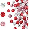 HOBBIESAY 90Pcs 3 Colors Valentine's Day Theme Polymer Clay Rhinestone Round Beads RB-HY0001-02-1