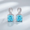 Square Rhodium Plated 925 Sterling Silver Pave Cubic Zirconia Pendant Necklaces & Stud Earrings Sets for Women WG8F2D6-01-4
