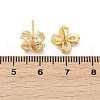 Flower Brass Micro Pave Clear Cubic Zirconia Stud Earrings EJEW-U064-03A-G-5