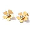 Flower Ion Plating(IP) 304 Stainless Steel Stud Earrings for Women EJEW-L287-004G-1