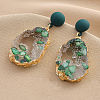 Oval with Flat Round Zinc Alloy Dangle Stud Earrings FS-WGBAFE0-01-4