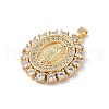Brass Cubic Zirconia Pendants KK-Z050-30G-01-2