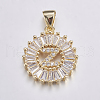 Long-Lasting Plated & Rack Plating Brass Micro Pave Cubic Zirconia Letter Pendants ZIRC-A007-03Z-G-1