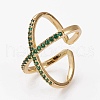 Brass Micro Pave Cubic Zirconia Cuff Rings RJEW-C101-13G-E-2