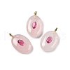 Natural Rose Quartz & Cubic Zirconia Pendants G-Z076-01G-02-1