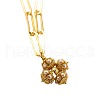 Flower Brass & Imitation Pearl Cluster Pendant Necklaces for Women FS-WGCA146-01-2