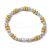 Natural Lava Rock & Synthetic Aqua Terra Jasper & Natural Aquamarine Beads Strethch Bracelets BJEW-JB11666-02-2