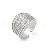 Brass Micro Pave Clear Cubic Zirconia Open Cuff Rings for Women RJEW-A059-04P-2