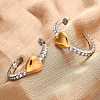 304 Stainless Steel Rhinestone Heart Stud Earrings EJEW-R027-01GP-1