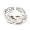 304 Stainless Steel Twist Rope Shape Open Cuff Ring for Women RJEW-E063-06P-2