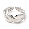 Non-Tarnish 304 Stainless Steel Twist Rope Shape Open Cuff Ring for Women RJEW-E063-06P-2