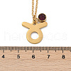 304 Stainless Steel Glass Drill Birth Stone Constellation Pendant Necklaces STAS-D305-08G-B-2