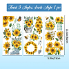 3 Sheets 3 Styles Sunflower PVC Waterproof Decorative Stickers DIY-WH0404-015-3