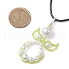 Glass Seed Beads & Shell Pearl Angel Pendant Necklaces NJEW-MZ00051-4