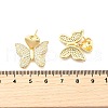 Brass Clear Cubic Zirconia Butterfly Stud Earrings EJEW-C147-04G-5