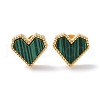 6 Pair 2 Color Synthetic Malachite Heart Stud Earrings EJEW-A024-11-3