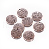Tibetan Style Alloy Flat Round Carved Word Never Give Up Pendants TIBEP-12585-R-NR-1