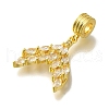 Rack Plating Brass Pave Clear Cubic Zirconia European Dangle Charms KK-H485-30G-2