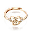 Brass Micro Pave Clear Cubic Zirconia Peg Bails Adjustable Finger Ring Settings KK-S354-282-NF-2