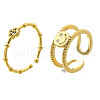 2Pcs 2 Styles Brass Micro Pave Cubic Zirconia Cuff Rings for Women RJEW-S399-03G-4