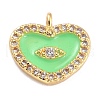 Golden Plated Brass Micro Pave Clear Cubic Zirconia Charms ZIRC-L097-033A-G-1