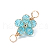 9Pcs Copper Wire Wrapped Glass & Brass Beads Connector Pendants PALLOY-JF03647-5
