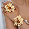 Ginkgo Leaf Alloy Cuff Bangles & Stud Earrings Sets FS-WGAE903-01-2