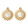 304 Stainless Steel Natural White Shell Pendants STAS-L288-16G-02-1
