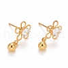 Flower 304 Stainless SteelStud Earrings EJEW-C019-04G-1