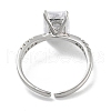 Mother's Day Rings Rectangle Rack Plating Brass Micro Pave Cubic Zirconia Solitaire Ring RJEW-Z059-10P-03-3