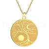 Stainless Steel Viking Moon Sun Tree of Life Flat Round Pendant Box Chain Necklaces PW-WG93B99-02-1