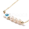 Natural Pearl & Shell Star with Evil Eye Beaded Pendant Necklaces NJEW-JN03898-02-1