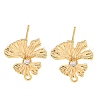 Brass Micro Pave Cubic Zirconia Stud Earring Findings KK-U015-02G-1