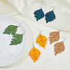 FIBLOOM 4 Pairs 4 Colors Wood Leaf Dangle Earrings EJEW-FI0001-94-5